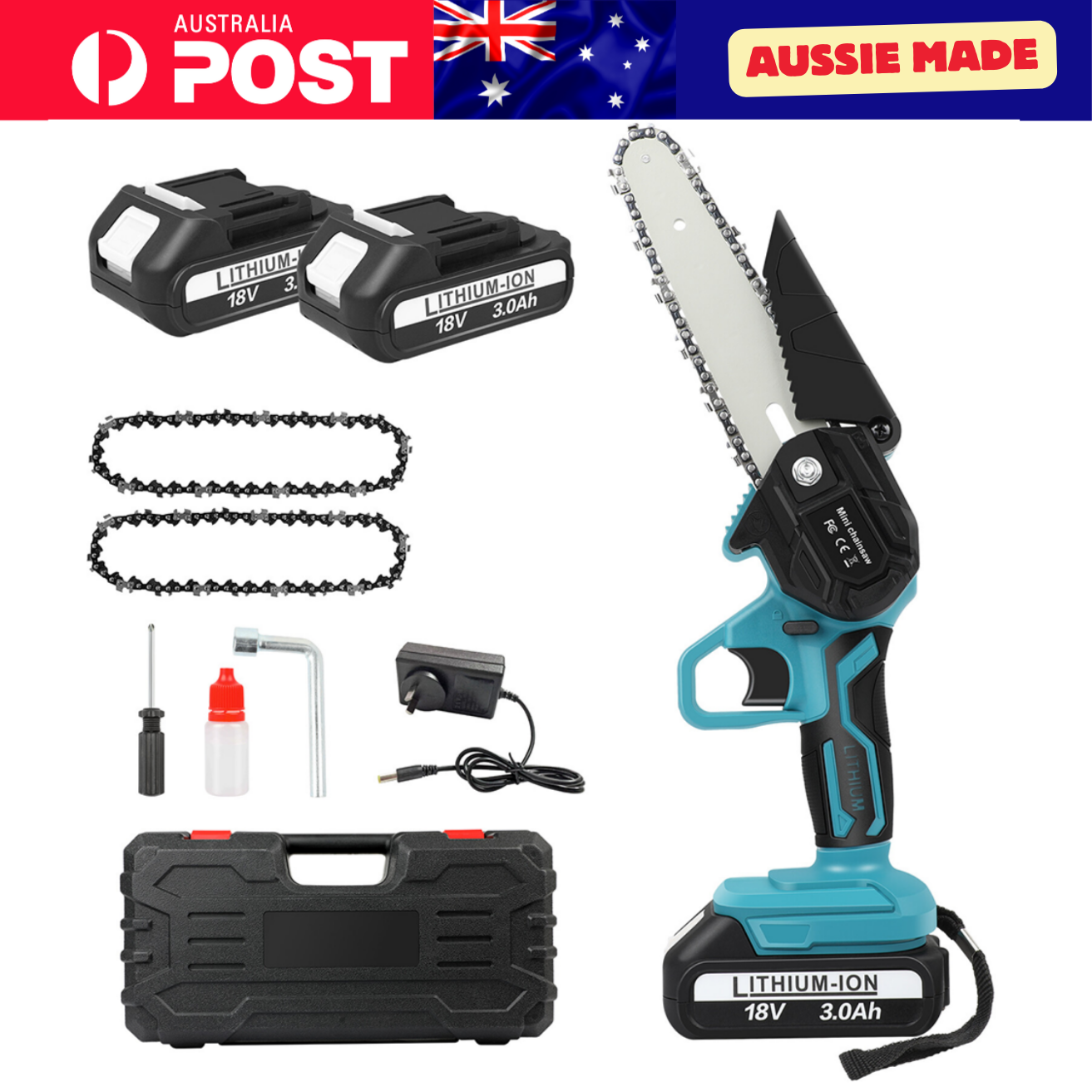 Aussie Garden Tools™ 6″ Mini Cordless Electric Chainsaw, Pruning & Wood Cutting Saw