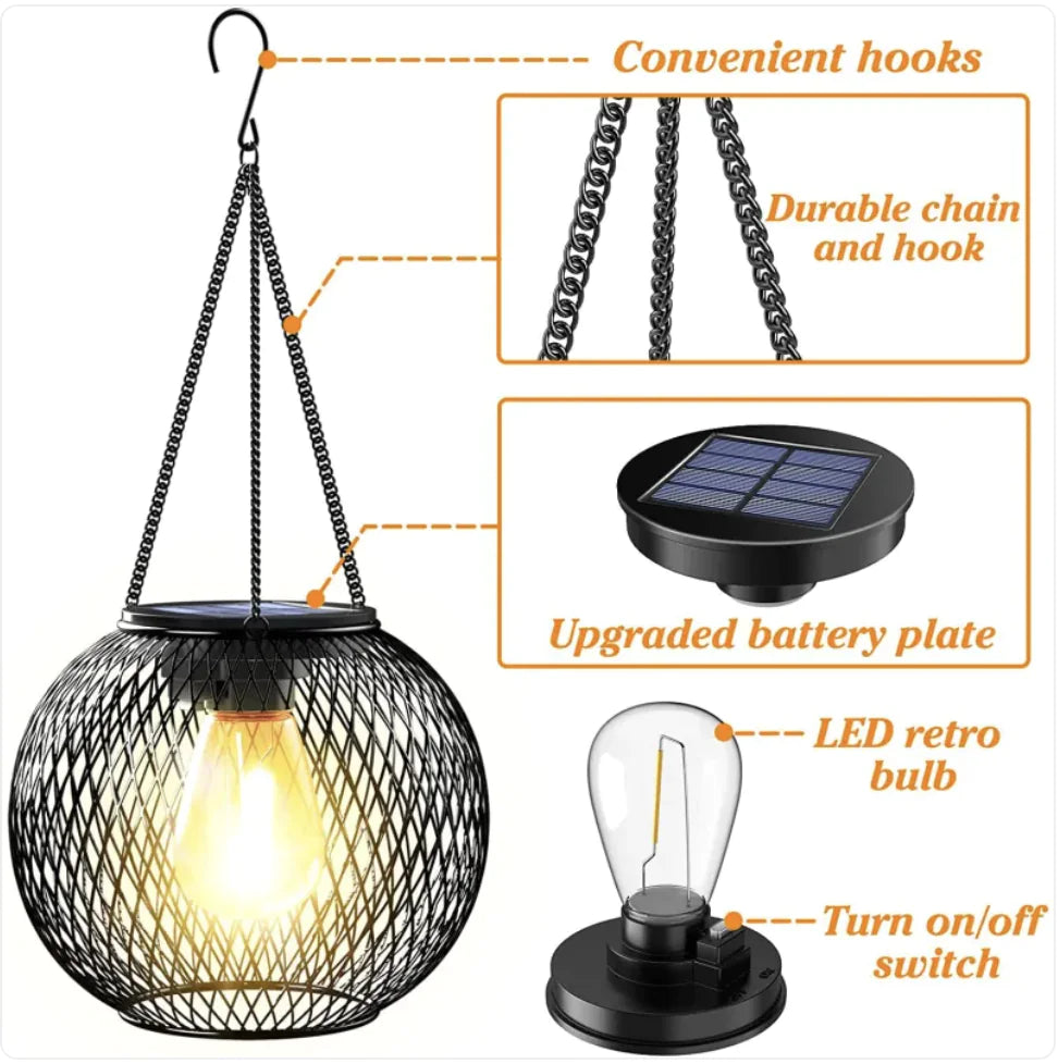 Modern Solar-Powered Hanging Garden Lamp