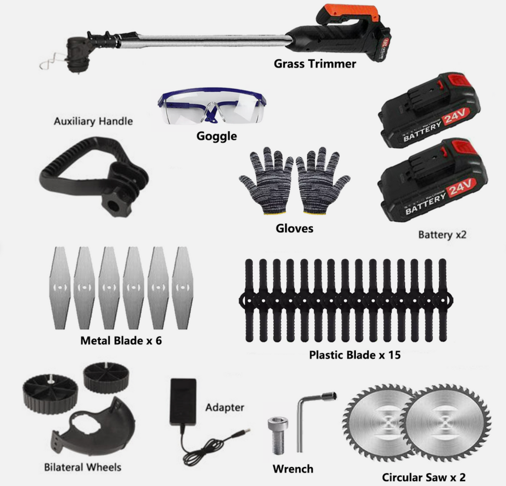 Aussie Garden Tools™ 36V Cordless Grass Trimmer, 2500W High-Power Brush Cutter