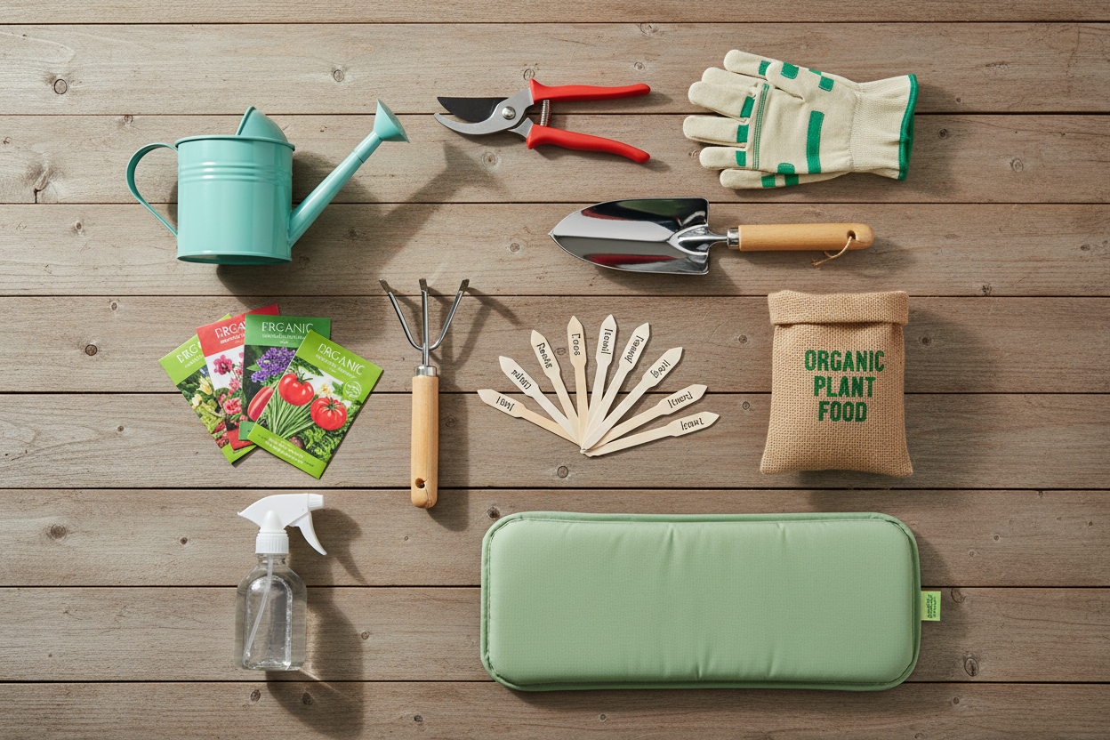 an image showing 10 random product useful in the garden